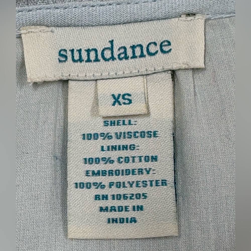 Sundance Womens Embroidered Top Size XS Light Blue Boho Gypsy Artsy Lightweight - Picture 2 of 10